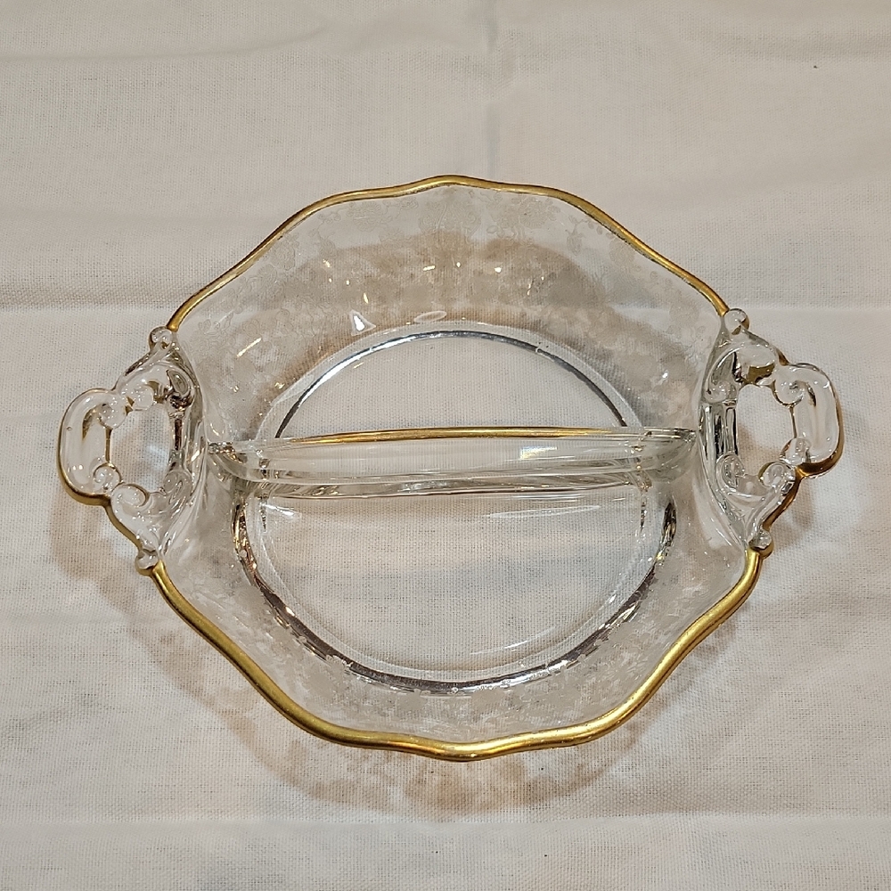 Luxurious Glass Dish with Gold Accents